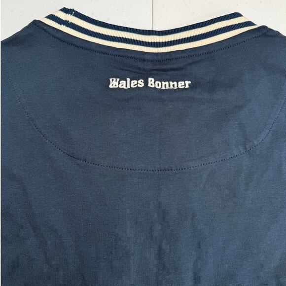 NWT Wales Bonner Men's Organic Jersey Original Tee Crew Neck Navy Blue, Medium - Picture 12 of 15
